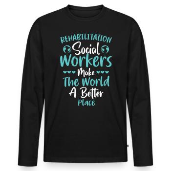 Rehabilitation Social Worker Occupation Job Rehab - Men's Premium Organic Long Sleeve Shirt - black - Front - Nico (187cm)