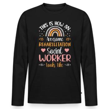 À quoi ressemble un travailleur social en réadaptation - T-shirt manches longues Premium bio Homme - noir - Devant - Nico (187cm)