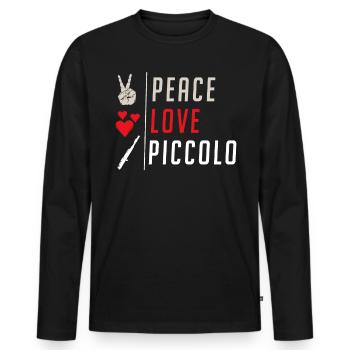 Peace Love Piccolo Musical Instrument - Männer Premium Bio Langarmshirt - Schwarz - Vorne - Nico (187cm)