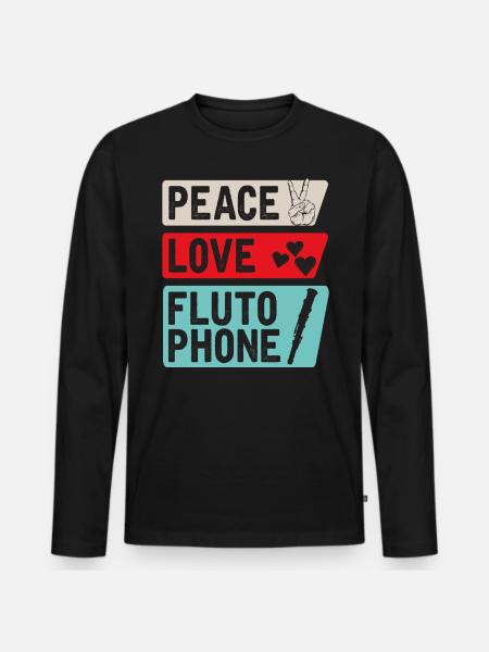 Peace Love Flutophone Instrument - Men's Premium Organic Long Sleeve Shirt - black
