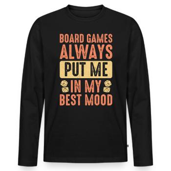 Board Games Always Put Me In My Best Mood Dice - Männer Premium Bio Langarmshirt - Schwarz - Vorne - Nico (187cm)