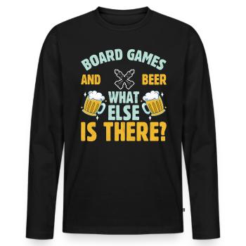 Jeux de société et bière Qu’y a-t-il d’autre aux échecs - T-shirt manches longues Premium bio Homme - noir - Devant - Nico (187cm)