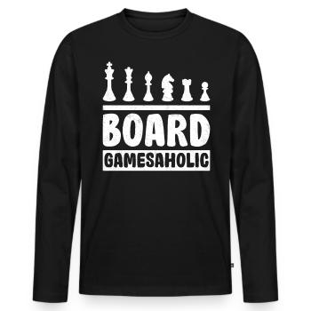 Board Gamesaholic Chess Player Dice - Männer Premium Bio Langarmshirt - Schwarz - Vorne - Nico (187cm)