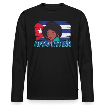 Afro Latina Pride Puerto Rico Puerto Rican Roots - Men's Premium Organic Long Sleeve Shirt - black - Front - Nico (187cm)