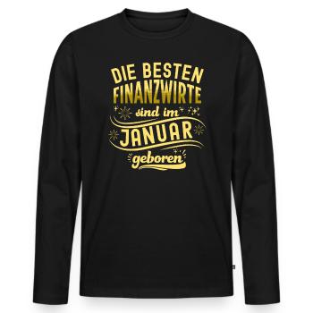 Finanzbeamter Finanzmanager Geld Job Arbeit - Männer Premium Bio Langarmshirt - Schwarz - Vorne - Nico (187cm)