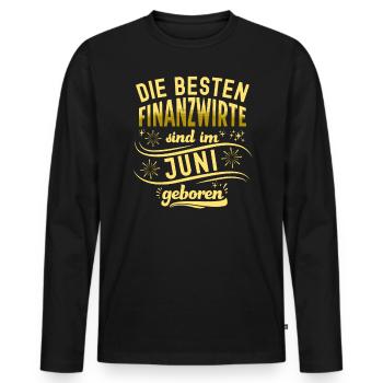 Finanzbeamter Finanzmanager Geld Job Arbeit - Männer Premium Bio Langarmshirt - Schwarz - Vorne - Nico (187cm)