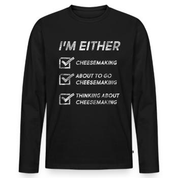 Drôle de citations de fabrication de fromage Fromager Amour - T-shirt manches longues Premium bio Homme - noir - Devant - Nico (187cm)