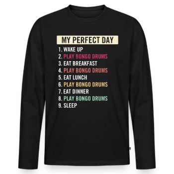 Funny Bongo Drums Players Bongo Drums Music Lovers - Männer Premium Bio Langarmshirt - Schwarz - Vorne - Nico (187cm)