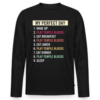 Drôle de Temple Blocks Joueurs Temple Blocks Lovers - T-shirt manches longues Premium bio Homme - noir - Devant - Nico (187cm)