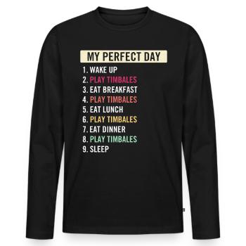Funny Timbales Quotes Timbalero Instrument Players - Men's Premium Organic Long Sleeve Shirt - black - Front - Nico (187cm)