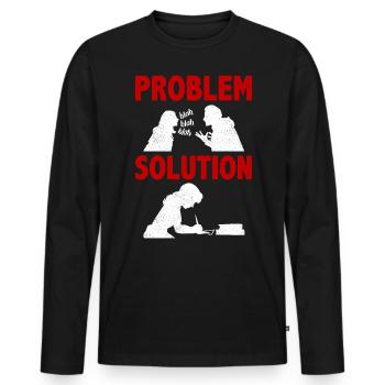 Écriture romanesque Narrative Problème Solution - T-shirt manches longues Premium bio Homme - noir - Devant - Nico (187cm)