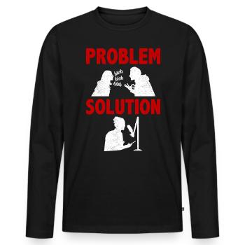 Podcast Hébergement Podcaster Problème Solution Hobby - T-shirt manches longues Premium bio Homme - noir - Devant - Nico (187cm)
