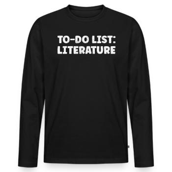 Funny Literature Lover Quotes Body Written Works - Männer Premium Bio Langarmshirt - Schwarz - Vorne - Nico (187cm)