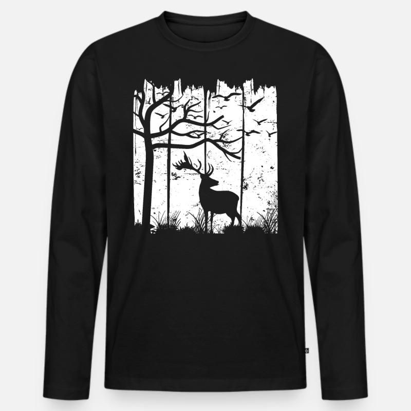 Leben im Wald - Männer Premium Bio Langarmshirt - Schwarz
