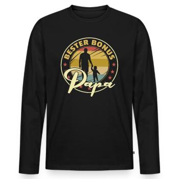 Bester Bonus Papa Stiefvater Vatertag Geschenk - Männer Premium Bio Langarmshirt - Schwarz - Vorne - Nico (187cm)
