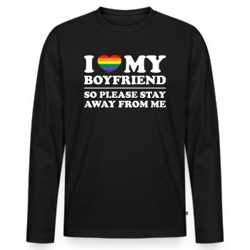 I Love My Boyfriend So Please Stay Away From Me - Männer Premium Bio Langarmshirt - Schwarz - Vorne - Nico (187cm)