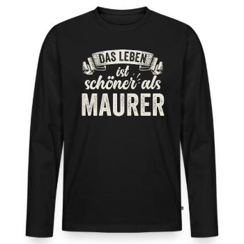 Maurer Bauarbeiter Baustell Ziegelstein Handwerker - Männer Premium Bio Langarmshirt - Schwarz - Vorne - Nico (187cm)