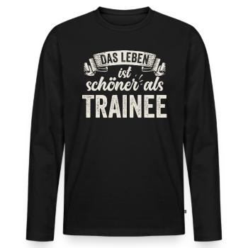 Trainee Ausbildung Praktikum Berufserfahrung - Männer Premium Bio Langarmshirt - Schwarz - Vorne - Nico (187cm)
