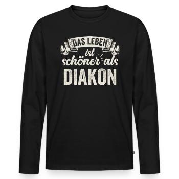 Lustige Diakon Kirche Glaube Religion Seelsorge - Männer Premium Bio Langarmshirt - Schwarz - Vorne - Nico (187cm)