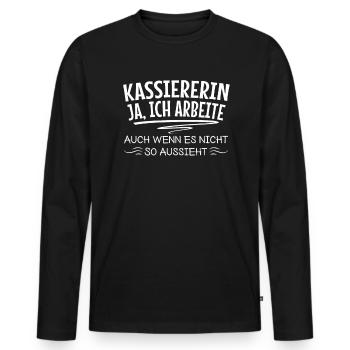 Kassiererin Supermarkt Verkauf Einzelhandel Kasse - Männer Premium Bio Langarmshirt - Schwarz - Vorne - Nico (187cm)
