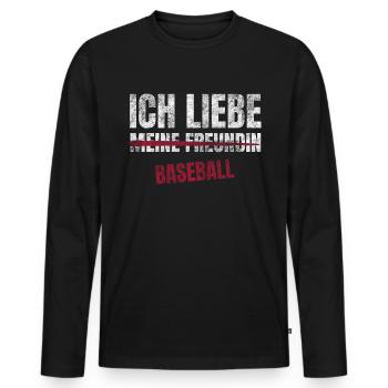 Baseball Ich Liebe Zeitvertreib Hobby - Männer Premium Bio Langarmshirt - Schwarz - Vorne - Nico (187cm)
