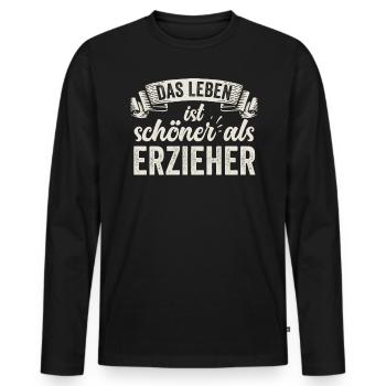 Lustige Erzieher Kinder Betreuung Pädagogik Arbeit - Männer Premium Bio Langarmshirt - Schwarz - Vorne - Nico (187cm)