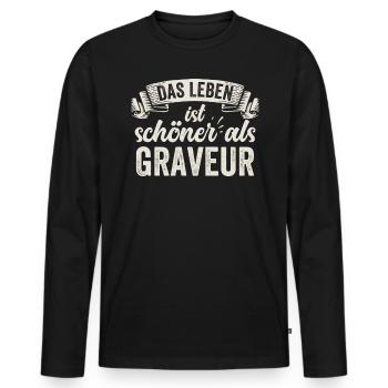 Graveur Schmuck Kunsthandwerk Individualität - Männer Premium Bio Langarmshirt - Schwarz - Vorne - Nico (187cm)