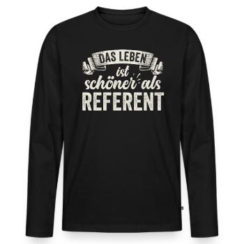 Arbeit Referent Vortrag Präsentation Kommunikation - Männer Premium Bio Langarmshirt - Schwarz - Vorne - Nico (187cm)