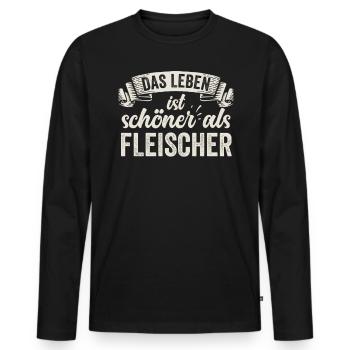 Lustige Fleischer Fleisch Wurst Metzgerei Handwerk - Männer Premium Bio Langarmshirt - Schwarz - Vorne - Nico (187cm)