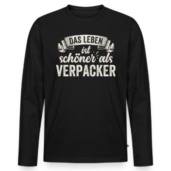 Lustige Verpacker Verpackung Versand Lager Arbeit - Männer Premium Bio Langarmshirt - Schwarz - Vorne - Nico (187cm)