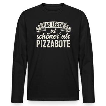 Lustige Pizzabote Lieferung Pizza Essen Bestellung - Männer Premium Bio Langarmshirt - Schwarz - Vorne - Nico (187cm)