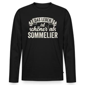 Lustige Sommelier Verkostung Weinkeller Weinprobe - Männer Premium Bio Langarmshirt - Schwarz - Vorne - Nico (187cm)