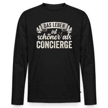 Lustige Concierge Hotel Empfangsdam Gästebetreuung - Männer Premium Bio Langarmshirt - Schwarz - Vorne - Nico (187cm)