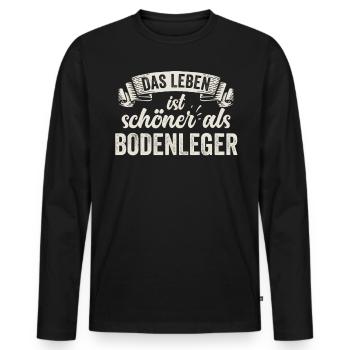 Bodenleger Fußbodenbelag Parkett Laminat Teppich - Männer Premium Bio Langarmshirt - Schwarz - Vorne - Nico (187cm)