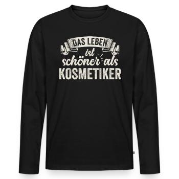 Kosmetiker Schönheit Spaß Make-up Hautpflege - Männer Premium Bio Langarmshirt - Schwarz - Vorne - Nico (187cm)