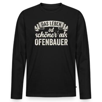 Lustige Ofenbauer Kamine Feuer Spaß Handwerk - Männer Premium Bio Langarmshirt - Schwarz - Vorne - Nico (187cm)
