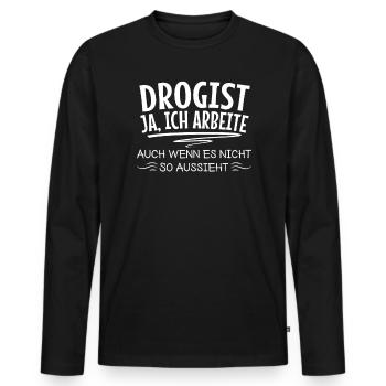 Lustige Drogist Apotheker Drogistin Spruch - Männer Premium Bio Langarmshirt - Schwarz - Vorne - Nico (187cm)