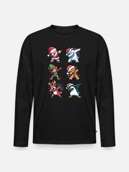 Dabbing Christmas Figurer Dab Christmas - Premium økologisk langærmet T-shirt til mænd - sort
