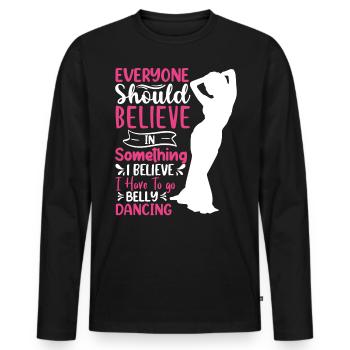 Citations de danse drôle Danseur drôle Raqs sharqi Swing - T-shirt manches longues Premium bio Homme - noir - Devant - Nico (187cm)