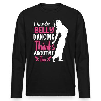 Funny Belly Dancer, Belly Dancing Quotes & Jokes - Men's Premium Organic Long Sleeve Shirt - black - Front - Nico (187cm)