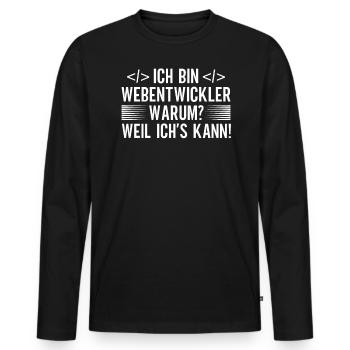 Webentwickler Programmierer Frontend-Entwickler - Männer Premium Bio Langarmshirt - Schwarz - Vorne - Nico (187cm)