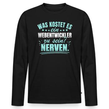 Webentwickler Programmierer Frontend-Entwickler - Männer Premium Bio Langarmshirt - Schwarz - Vorne - Nico (187cm)