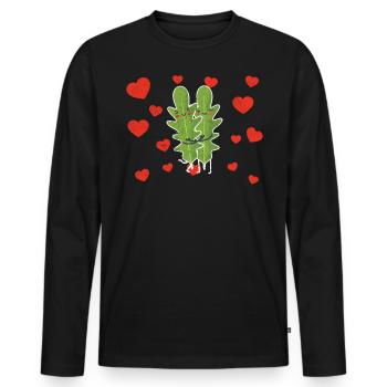 Couple mignon de roquette étreignant les amateurs de fruits de roquette - T-shirt manches longues Premium bio Homme - noir - Devant - Nico (187cm)