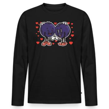Cute Blueberry Couple Hugging Blueberry Lovers - Männer Premium Bio Langarmshirt - Schwarz - Vorne - Nico (187cm)