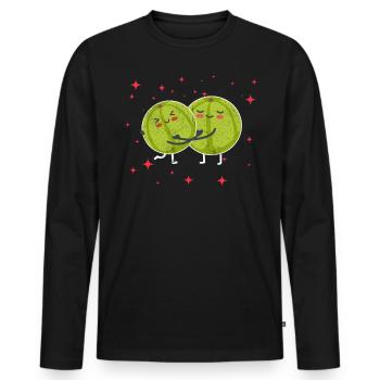 Cute Amla Couple Hugging Amla Fruits Lovers - Men's Premium Organic Long Sleeve Shirt - black - Front - Nico (187cm)