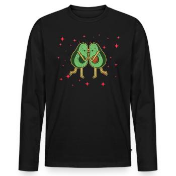 Cute Avocado Couple Hugging Avocado Fruits Lovers - Männer Premium Bio Langarmshirt - Schwarz - Vorne - Nico (187cm)
