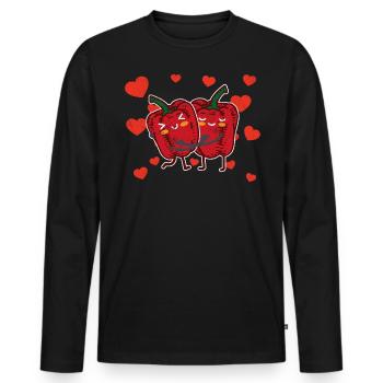 Cute Bell Pepper Couple Hugging Bell Pepper Lovers - Männer Premium Bio Langarmshirt - Schwarz - Vorne - Nico (187cm)