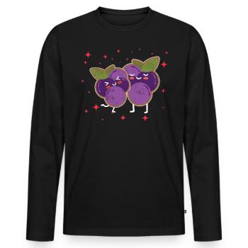 Couple De Cassis Étreignant Les Amoureux Du Cassis - T-shirt manches longues Premium bio Homme - noir - Devant - Nico (187cm)