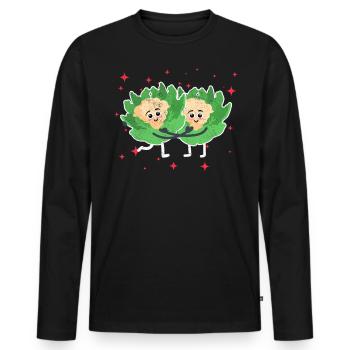 Cute Cauliflower Couple Hugging Cauliflower Lovers - Männer Premium Bio Langarmshirt - Schwarz - Vorne - Nico (187cm)