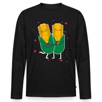 Cute Corn Couple Hugging Corn Fruits Lovers - Männer Premium Bio Langarmshirt - Schwarz - Vorne - Nico (187cm)